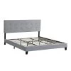 Gray King Size Upholstered Platform Bed Frame with pull point Tufted Headboard and Strong Wood Slat Support by Huluwat -Southern Enterprises Sales gray huluwat platform beds dj tc w31136120 64 1000