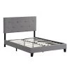Grey Full Size Upholstered Platform Bed Frame with Modern Button Tufted Linen Fabric Headboard and Wood Slat Support by Huluwat -Southern Enterprises Sales gray huluwat platform beds dj tc w31136121 64 1000