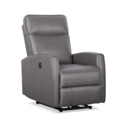 Gray Leather Recliner with Power USB(Set of 1) by Huluwat