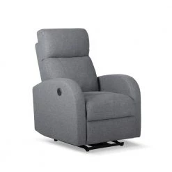 Gray Fabric Recliner with Power USB(Set of 1) by Huluwat