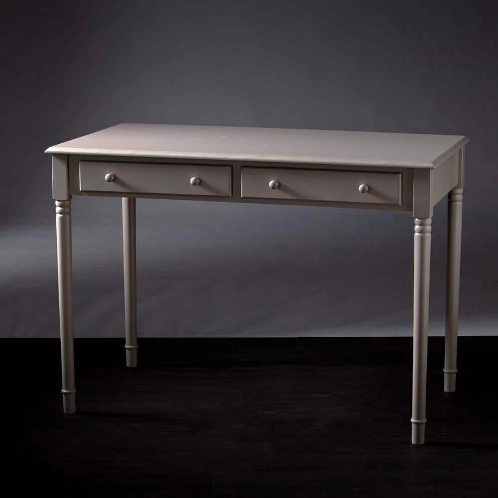 42.75 in. Gray Rectangular 2 -Drawer Writing Desk with Turned Legs by Southern Enterprises 9 42.75 in. Gray Rectangular 2 -Drawer Writing Desk with Turned Legs by Southern Enterprises - Image 7