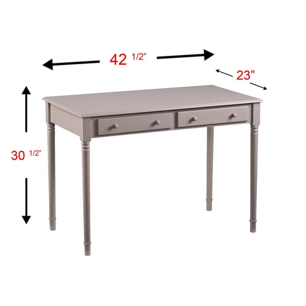 42.75 in. Gray Rectangular 2 -Drawer Writing Desk with Turned Legs by Southern Enterprises 7 42.75 in. Gray Rectangular 2 -Drawer Writing Desk with Turned Legs by Southern Enterprises - Image 5
