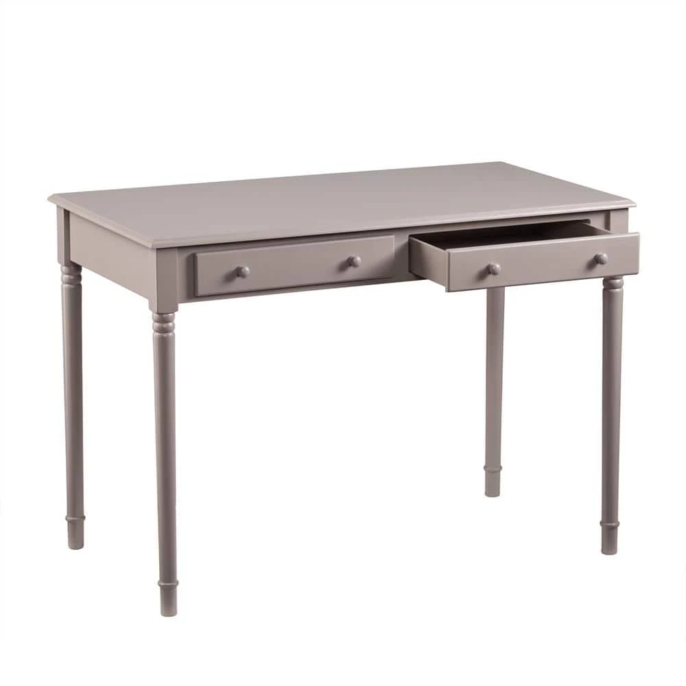 42.75 in. Gray Rectangular 2 -Drawer Writing Desk with Turned Legs by Southern Enterprises 6 42.75 in. Gray Rectangular 2 -Drawer Writing Desk with Turned Legs by Southern Enterprises - Image 4