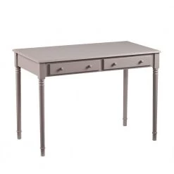 42.75 in. Gray Rectangular 2 -Drawer Writing Desk with Turned Legs by Southern Enterprises
