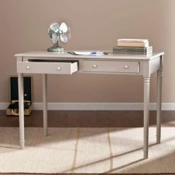 42.75 in. Gray Rectangular 2 -Drawer Writing Desk with Turned Legs by Southern Enterprises 14 42.75 in. Gray Rectangular 2 -Drawer Writing Desk with Turned Legs by Southern Enterprises -Southern Enterprises Sales gray southern enterprises writing desks hd865690 76 1000