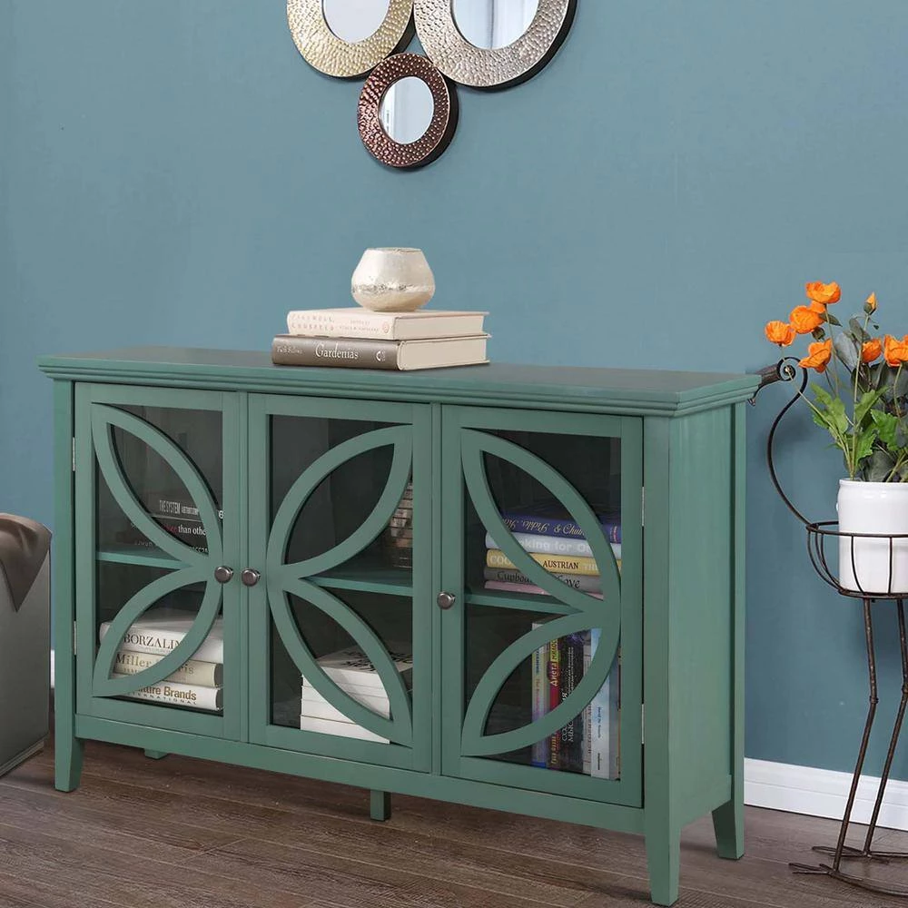 Green Accent Storage Wooden Cabinet with Adjustable Shelf by Huluwat 4 Green Accent Storage Wooden Cabinet with Adjustable Shelf by Huluwat - Image 2