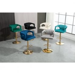 42 in. Green Low Back Metal Material Height Adjustable Bar Stool with Footrest and Foam Seat by Huluwat -Southern Enterprises Sales green huluwat bar stools djyc g w39542238 31 1000