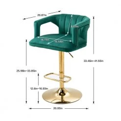 42 in. Green Low Back Metal Material Height Adjustable Bar Stool with Footrest and Foam Seat by Huluwat -Southern Enterprises Sales green huluwat bar stools djyc g w39542238 4f 1000