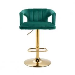 Southern Enterprises Sales 5 42 in. Green Low Back Metal Material Height Adjustable Bar Stool with Footrest and Foam Seat by Huluwat