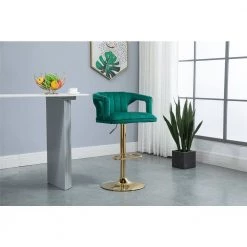42 in. Green Low Back Metal Material Height Adjustable Bar Stool with Footrest and Foam Seat by Huluwat -Southern Enterprises Sales green huluwat bar stools djyc g w39542238 fa 1000