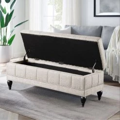 Green Upholstered Flip Top Storage Bench with Button Tufted Top (16.1 in. H x 46.5 in. W x 20.1 in. D ) by Huluwat 18 Green Upholstered Flip Top Storage Bench with Button Tufted Top (16.1 in. H x 46.5 in. W x 20.1 in. D ) by Huluwat -Southern Enterprises Sales green huluwat bedroom benches dj tc wf280924aac 31 1000