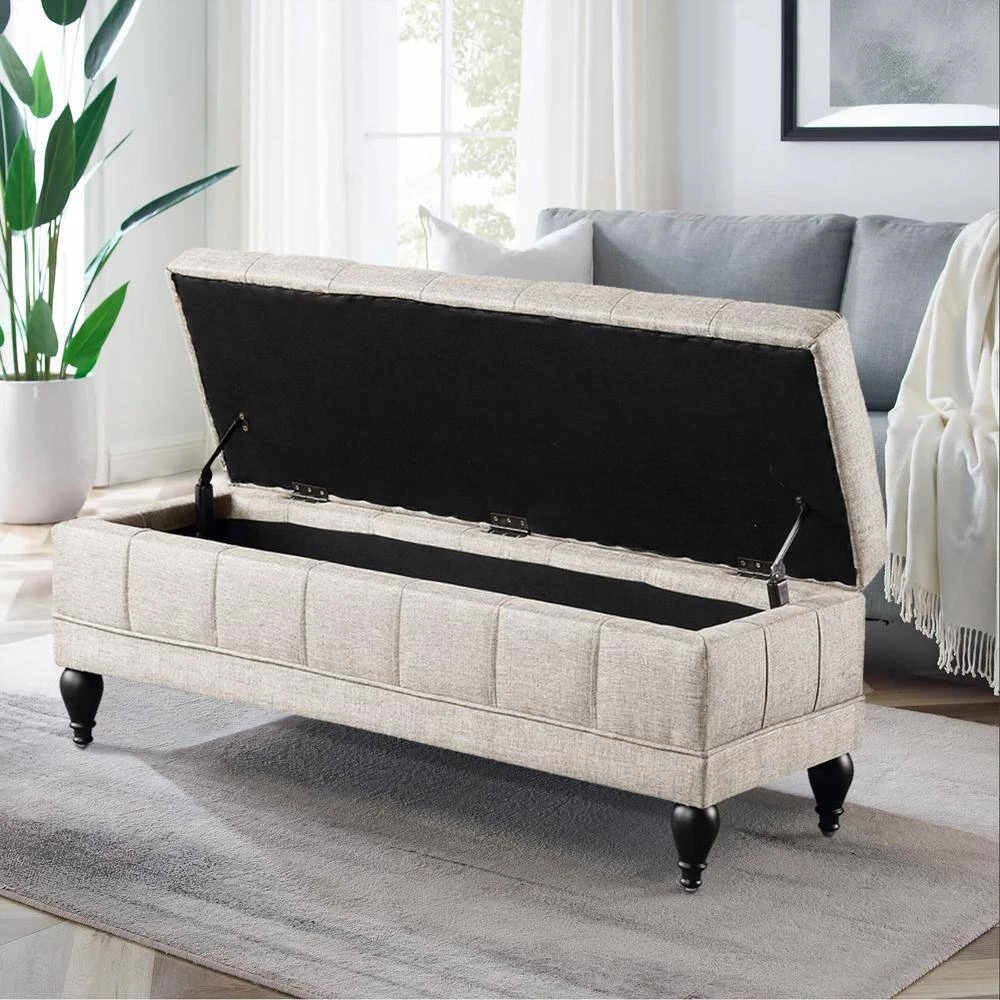 Green Upholstered Flip Top Storage Bench with Button Tufted Top (16.1 in. H x 46.5 in. W x 20.1 in. D ) by Huluwat 10 Green Upholstered Flip Top Storage Bench with Button Tufted Top (16.1 in. H x 46.5 in. W x 20.1 in. D ) by Huluwat - Image 9