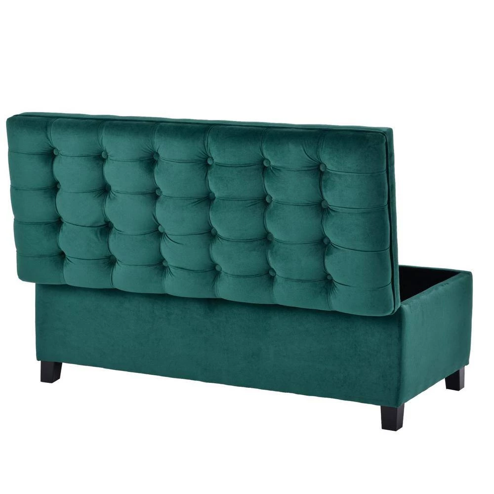 Green Upholstered Flip Top Storage Bench with Button Tufted Top (16.1 in. H x 46.5 in. W x 20.1 in. D ) by Huluwat 7 Green Upholstered Flip Top Storage Bench with Button Tufted Top (16.1 in. H x 46.5 in. W x 20.1 in. D ) by Huluwat - Image 6