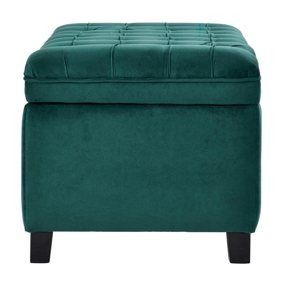 Green Upholstered Flip Top Storage Bench with Button Tufted Top (16.1 in. H x 46.5 in. W x 20.1 in. D ) by Huluwat 5 Green Upholstered Flip Top Storage Bench with Button Tufted Top (16.1 in. H x 46.5 in. W x 20.1 in. D ) by Huluwat - Image 4
