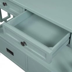 36 in. Green Modern Rectangle Solid Wood Console Table for Living Room with 4-Drawers and 1-Shelf by Huluwat -Southern Enterprises Sales green huluwat console tables dj tc wf212304aam 1f 1000