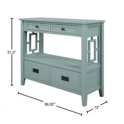 36 in. Green Modern Rectangle Solid Wood Console Table for Living Room with 4-Drawers and 1-Shelf by Huluwat -Southern Enterprises Sales green huluwat console tables dj tc wf212304aam 40 1000