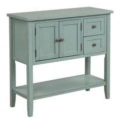 36 in. Green Modern Rectangle Solid Wood Console Table for Living Room with 2-Drawers, 1-Cabinet and 1-Shelf by Huluwat 18 36 in. Green Modern Rectangle Solid Wood Console Table for Living Room with 2-Drawers, 1-Cabinet and 1-Shelf by Huluwat -Southern Enterprises Sales green huluwat console tables dj tc wf281041aac 76 1000