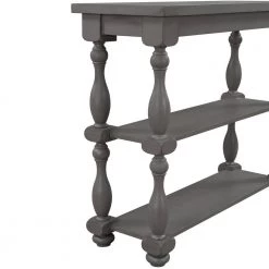 39.4 in. Grey Modern Rectangle Wood Console Table for Hallway Living Room with 2-Shelves by Huluwat -Southern Enterprises Sales grey huluwat console tables dj tc wf285066aae 1f 1000