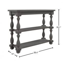 39.4 in. Grey Modern Rectangle Wood Console Table for Hallway Living Room with 2-Shelves by Huluwat -Southern Enterprises Sales grey huluwat console tables dj tc wf285066aae 40 1000