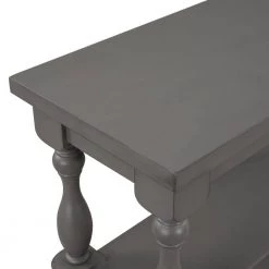39.4 in. Grey Modern Rectangle Wood Console Table for Hallway Living Room with 2-Shelves by Huluwat -Southern Enterprises Sales grey huluwat console tables dj tc wf285066aae 4f 1000