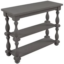 39.4 in. Grey Modern Rectangle Wood Console Table for Hallway Living Room with 2-Shelves by Huluwat -Southern Enterprises Sales grey huluwat console tables dj tc wf285066aae fa 1000