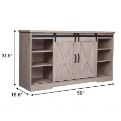59 in. Grey Modern TV Stand with 2-Cabinets Fits TV's up to 60 in. with Cable Management by Huluwat -Southern Enterprises Sales grey huluwat tv stands ry tc ushg4609 c3 1000