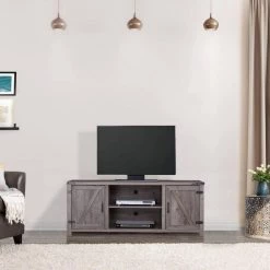 59 in. Grey TV Stand with 2-Cabinets Fits TV's up to 60 in. with Cable Management by Huluwat -Southern Enterprises Sales grey huluwat tv stands ry tc ushg4610 31 1000
