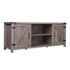 59 in. Grey TV Stand with 2-Cabinets Fits TV's up to 60 in. with Cable Management by Huluwat