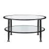 Galena 36 in. Black/Silver Medium Round Glass Coffee Table with Shelf by Southern Enterprises -Southern Enterprises Sales hand painted black w silver distressing southern enterprises coffee tables hd748832 64 1000