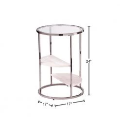 Rudola High Gloass Black and Faux Travertine Round Side Table by Southern Enterprises -Southern Enterprises Sales high gloss black and faux travertine finish southern enterprises end side tables hd434346 40 1000