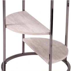 Rudola High Gloass Black and Faux Travertine Round Side Table by Southern Enterprises -Southern Enterprises Sales high gloss black and faux travertine finish southern enterprises end side tables hd434346 44 1000