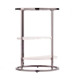 Rudola High Gloass Black and Faux Travertine Round Side Table by Southern Enterprises -Southern Enterprises Sales high gloss black and faux travertine finish southern enterprises end side tables hd434346 66 1000