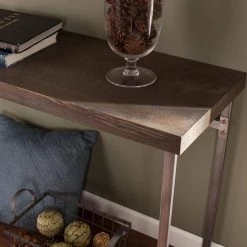 Hanover 46 in. Burnt Oak Veneer Standard Rectangle Wood Console Table by Southern Enterprises -Southern Enterprises Sales legs powder coated silver finish top burnt oak veneer with a weathered appearance southern enterprises console tables hd040431 c3 1000
