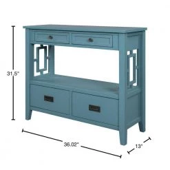 36 in. Light Blue Modern Rectangle Solid Wood Console Table for Living Room with 4-Drawers and 1-Shelf by Huluwat 14 36 in. Light Blue Modern Rectangle Solid Wood Console Table for Living Room with 4-Drawers and 1-Shelf by Huluwat -Southern Enterprises Sales light blue huluwat console tables dj tc wf212304aac 40 1000