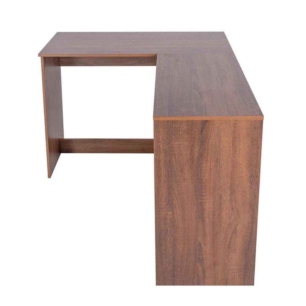 39 in. L-Shaped Light Brown Authentic Wood Computer Desk for Home or Office with Opening Storage Shelves by Huluwat 8 39 in. L-Shaped Light Brown Authentic Wood Computer Desk for Home or Office with Opening Storage Shelves by Huluwat - Image 6