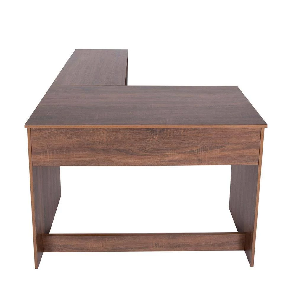 39 in. L-Shaped Light Brown Authentic Wood Computer Desk for Home or Office with Opening Storage Shelves by Huluwat 7 39 in. L-Shaped Light Brown Authentic Wood Computer Desk for Home or Office with Opening Storage Shelves by Huluwat - Image 5