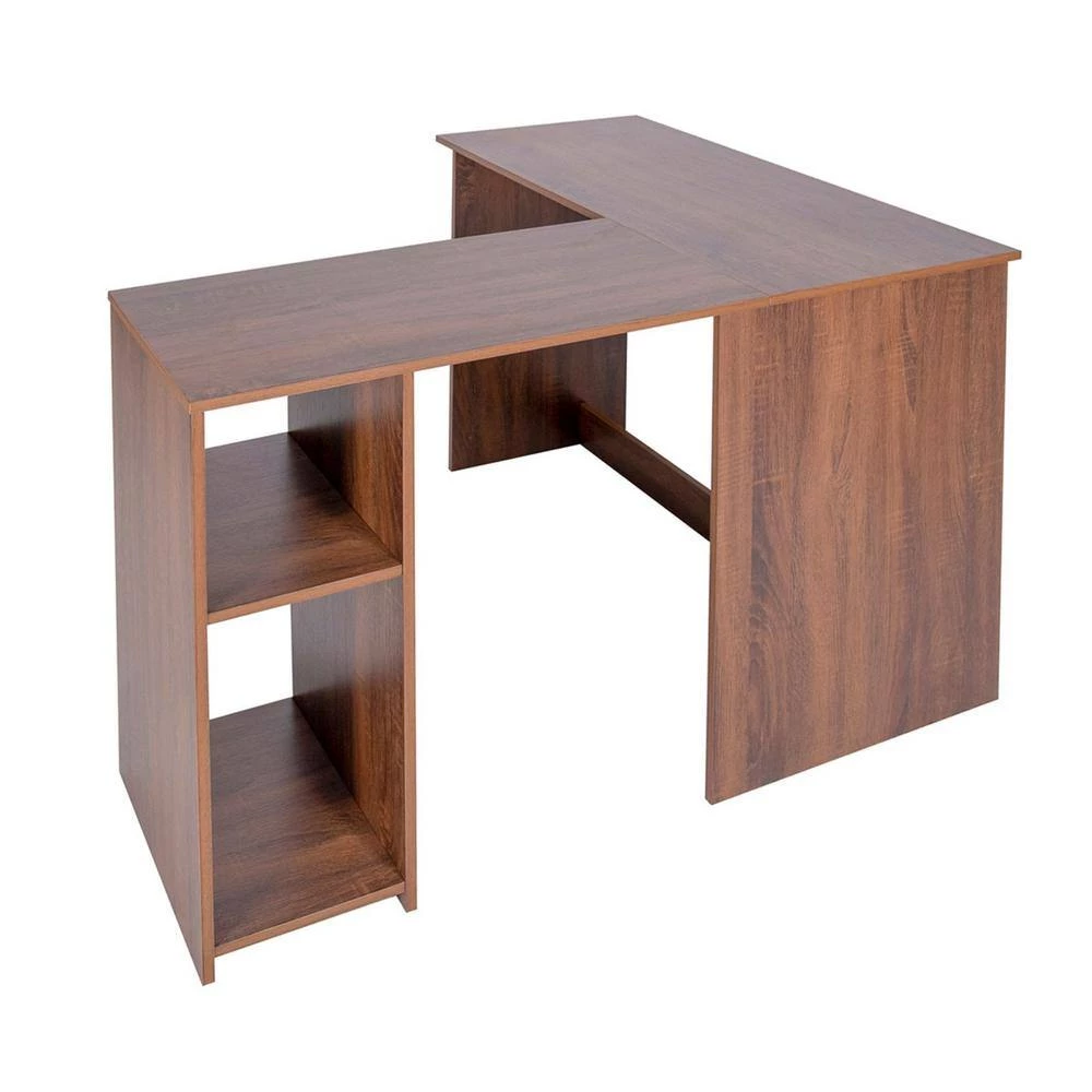 39 in. L-Shaped Light Brown Authentic Wood Computer Desk for Home or Office with Opening Storage Shelves by Huluwat 9 39 in. L-Shaped Light Brown Authentic Wood Computer Desk for Home or Office with Opening Storage Shelves by Huluwat - Image 7