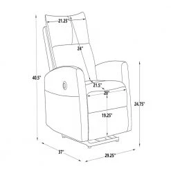 Light Gray Fabric Power USB Recliner(Set of 1) by Huluwat -Southern Enterprises Sales light gray huluwat recliners lys tc 260131137 c3 1000