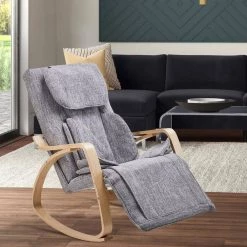 Light Grey Linen Full massage function Comfortable Relax Rocking Chair with Cotton Fabric Cushion by Huluwat -Southern Enterprises Sales light grey huluwat rockers gliders ottomans dj tc w31135545 31 1000