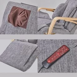 Light Grey Linen Full massage function Comfortable Relax Rocking Chair with Cotton Fabric Cushion by Huluwat -Southern Enterprises Sales light grey huluwat rockers gliders ottomans dj tc w31135545 4f 1000