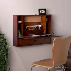 26 in. Mahogany Brown Rectangular 1 -Drawer Floating Desk with Wall Mounted Feature by Southern Enterprises -Southern Enterprises Sales mahogany brown southern enterprises floating desks hd865737 31 1000