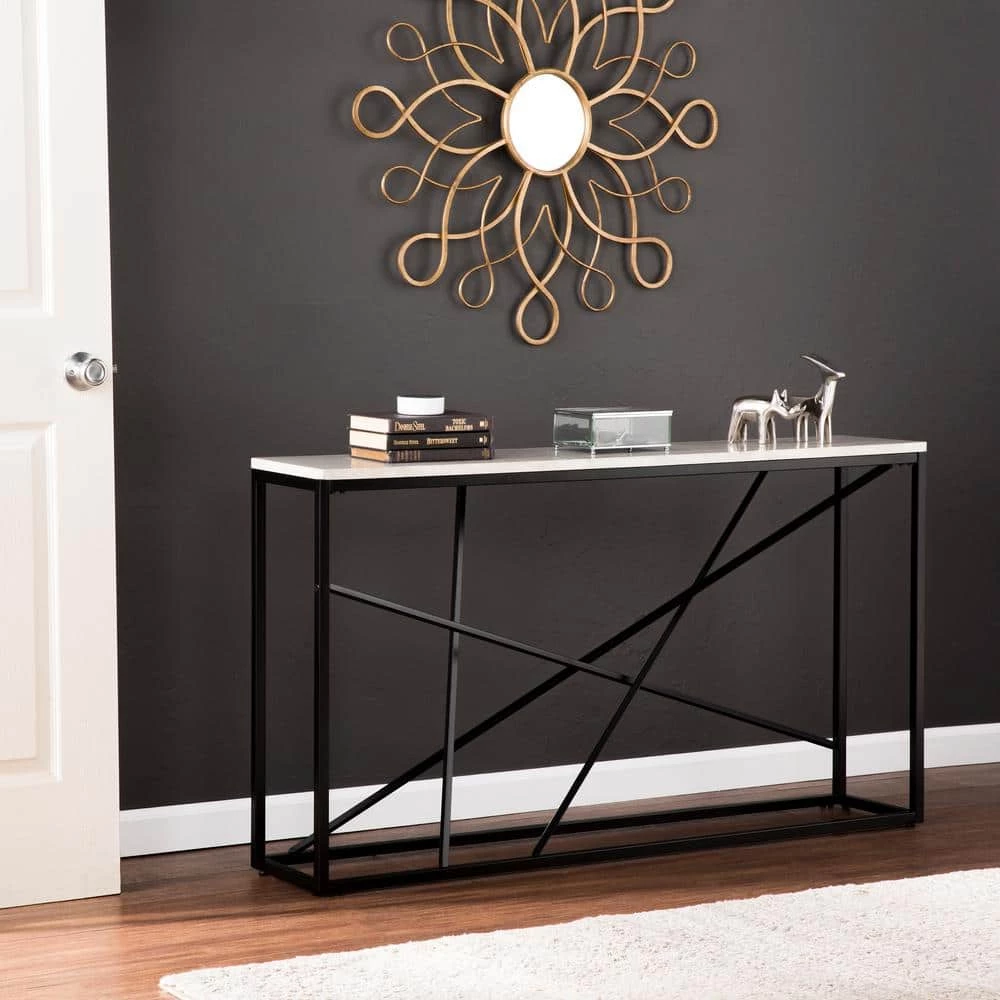 Tesino 52 in. Matte Black/White Rectangle Composite Console Table by Southern Enterprises 6 Tesino 52 in. Matte Black/White Rectangle Composite Console Table by Southern Enterprises - Image 4