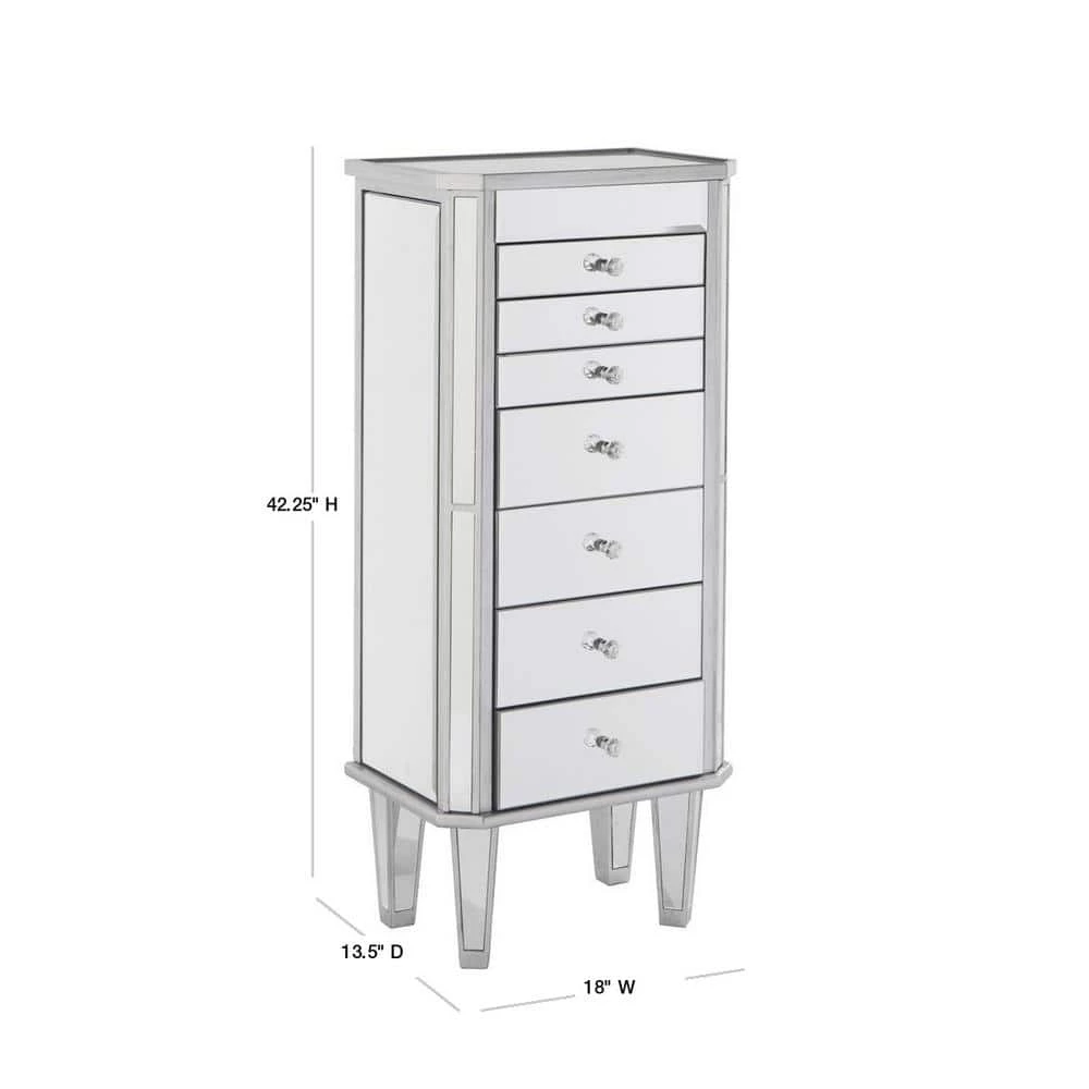 Gretta Silver Mirrored Jewelry Armoire by Southern Enterprises 3 Gretta Silver Mirrored Jewelry Armoire by Southern Enterprises - Image 2