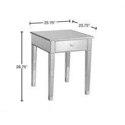 Pavel Matte Silver Mirrored End Table by Southern Enterprises -Southern Enterprises Sales matte silver southern enterprises end side tables hd889511 40 1000