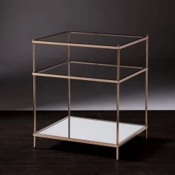 Melrose Metallic Gold Glass Top End Table by Southern Enterprises -Southern Enterprises Sales metallic gold southern enterprises end side tables hd889337 1f 1000