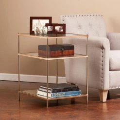 Melrose Metallic Gold Glass Top End Table by Southern Enterprises -Southern Enterprises Sales metallic gold southern enterprises end side tables hd889337 4f 1000