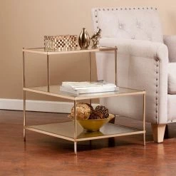 Melrose Metallic Gold Glass Top End Table by Southern Enterprises -Southern Enterprises Sales metallic gold southern enterprises end side tables hd889344 4f 1000
