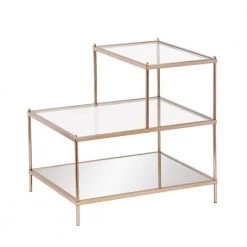 Melrose Metallic Gold Glass Top End Table by Southern Enterprises