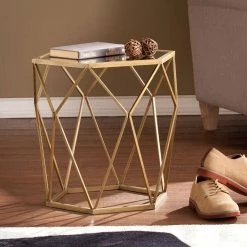 Alyse Metallic Gold End Table by Southern Enterprises -Southern Enterprises Sales metallic gold southern enterprises end side tables hd889382 4f 1000