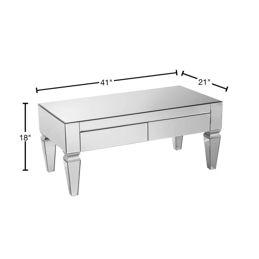 Hannity 41 in. Metallic Silver Large Rectangle Glass Coffee Table with Drawers by Southern Enterprises 5 Hannity 41 in. Metallic Silver Large Rectangle Glass Coffee Table with Drawers by Southern Enterprises - Image 3